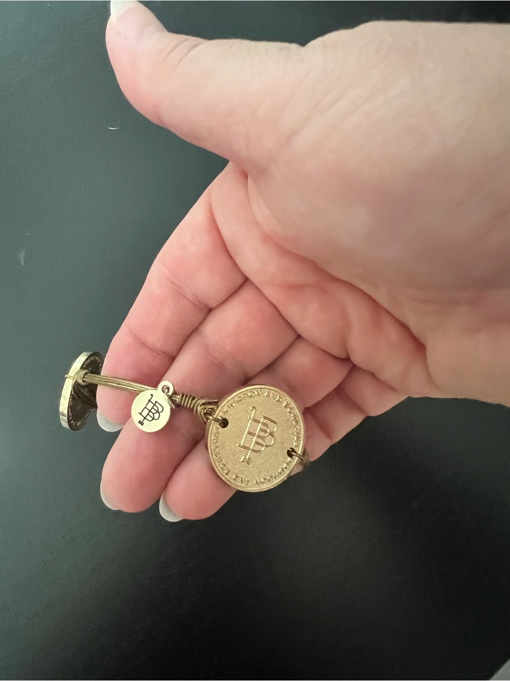 Bourbon and Bowties Gold-Tone Coin Drop Key Charm